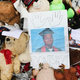 A memorial sits near the spot where 18-year-old Michael Brown was shot and killed by a police officer on Oct. 10, 2014, in Ferguson, Mo.
Scott Olson/Getty Images